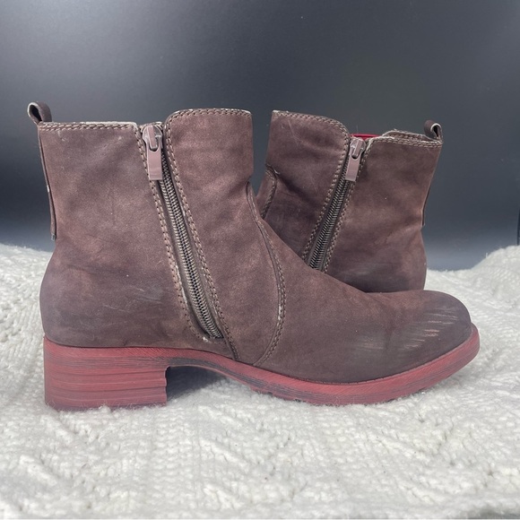 Rieker Womens EU 41 Brown Red Gusset Leather Fleece Lined Winter Boot Grip Style - Picture 8 of 13